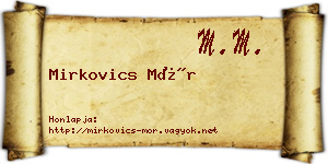 Mirkovics Mór névjegykártya